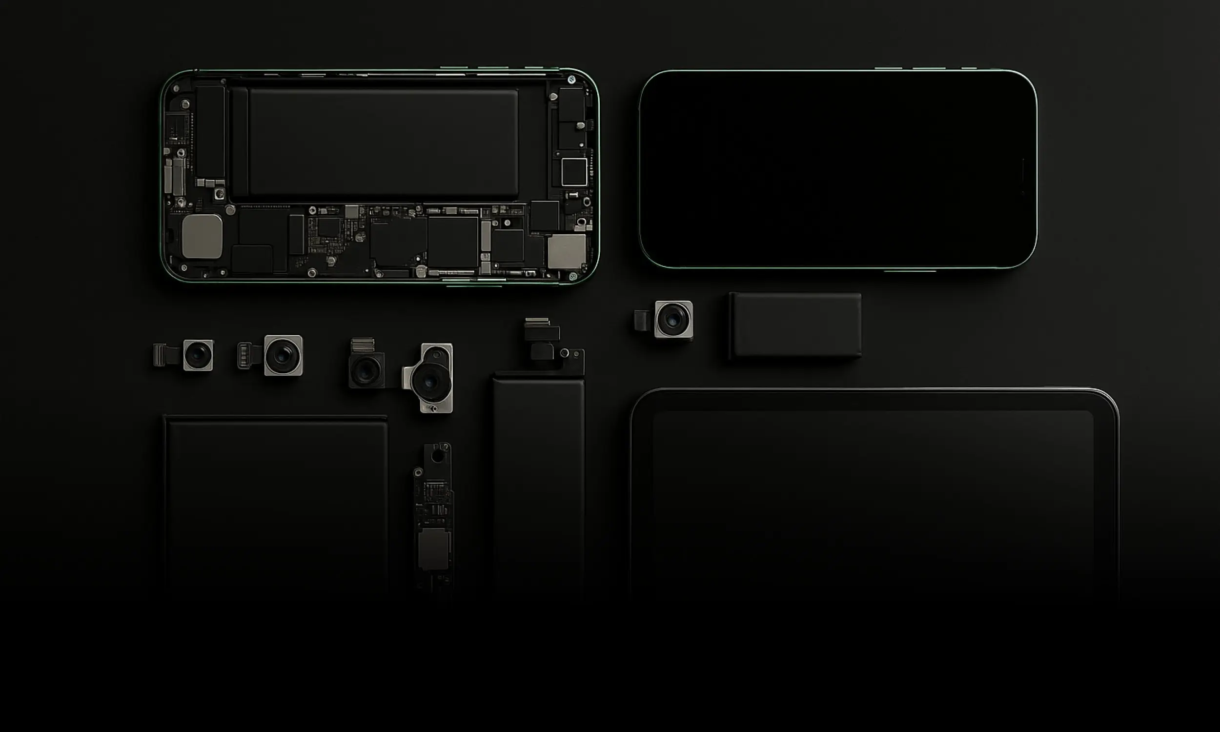 Smartphone, Tablet, MacBook & Apple Watch Reparatur – Fair-Repair Celle zeigt geöffnete Geräte und Bauteile